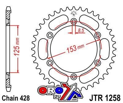 REAR SPROCKET JTR1258.54 STEEL, HONDA ROAD JT