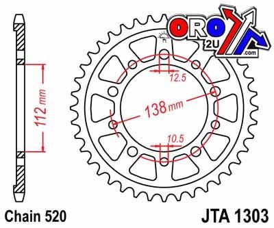 REAR SPROCKET ALLOY JTA1303.44, HONDA ROAD CHAIN 520