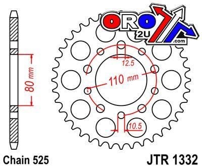 REAR SPROCKET JTR1332.37 STEEL, HONDA ROAD