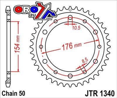 REAR SPROCKET JTR1340.43 STEEL, HONDA ROAD - Image 2