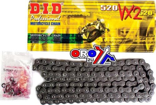 DID CHAIN 520VX2 X-RING 74L, DID520VX074, BLACK CHAIN LINKS, DID520VX2074
