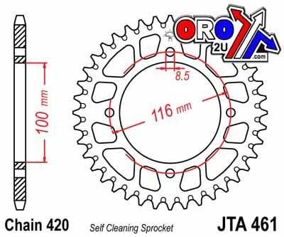 REAR SPROCKET ALLOY BLACK, JTA461.54BLK 7075-T6 Aluminium, JTA461.54