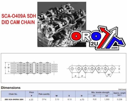 CAM CHAIN SCA-0409A 124 LINK DID, 3116705, 30-559.DID