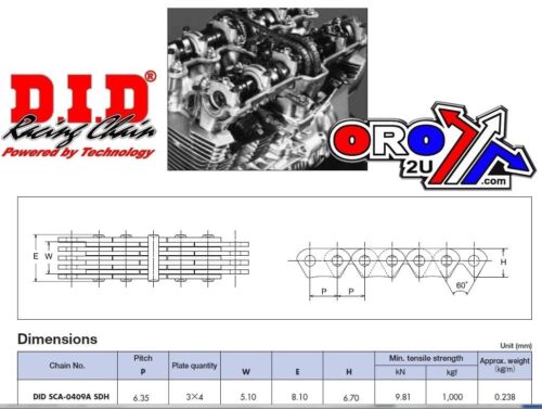 CAM CHAIN SCA-0409A 128L DID, DID-C-SCA0409A128, 30-402.DID, 3116713, DIDCSCA0409A128