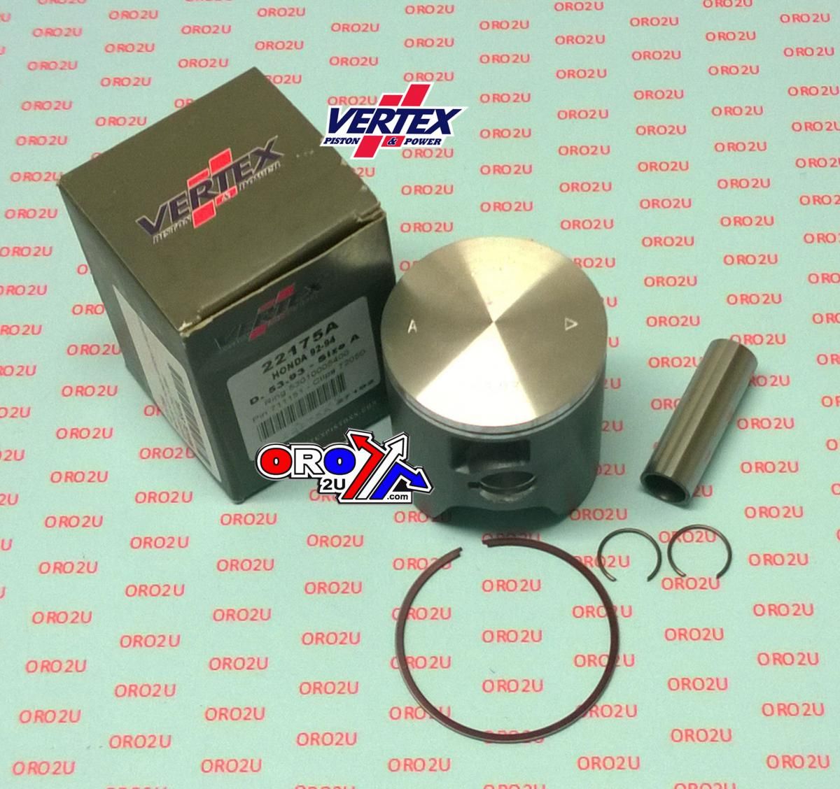 PISTON KIT HONDA RS125cc C 54.00mm, VERTEX 22175C GP 1-RING