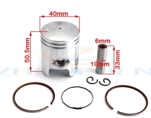 PISTON KIT 40.00 Pin 10mm 50cc Yamaha Jog Minarelli, Piston diameter: 40mm ,wrist pin size: 33mm *10mm 2.Fits for 2 stroke 50cc Jog Minarelli Mop