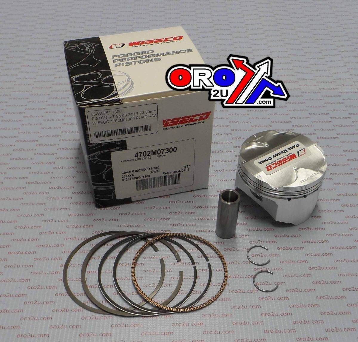 PISTON KIT 96-03 ZX7R 73.00mm, WISECO 4702M07300 ROAD KAW, STD SIZE