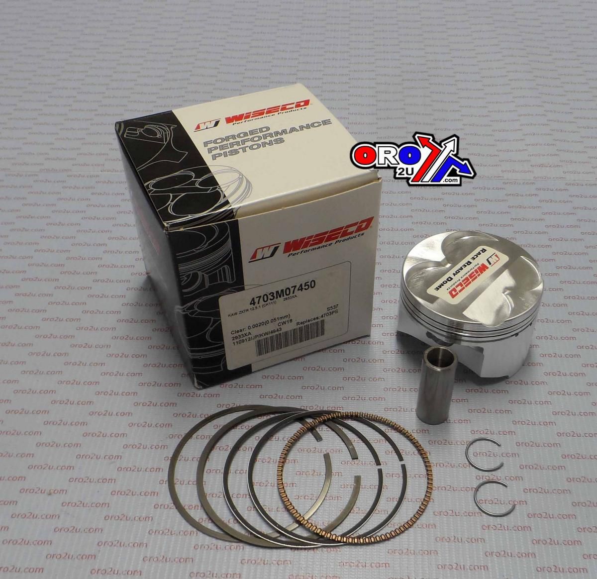 PISTON KIT 96-03 ZX7R 74.50mm, WISECO 4703M07450 ROAD KAW