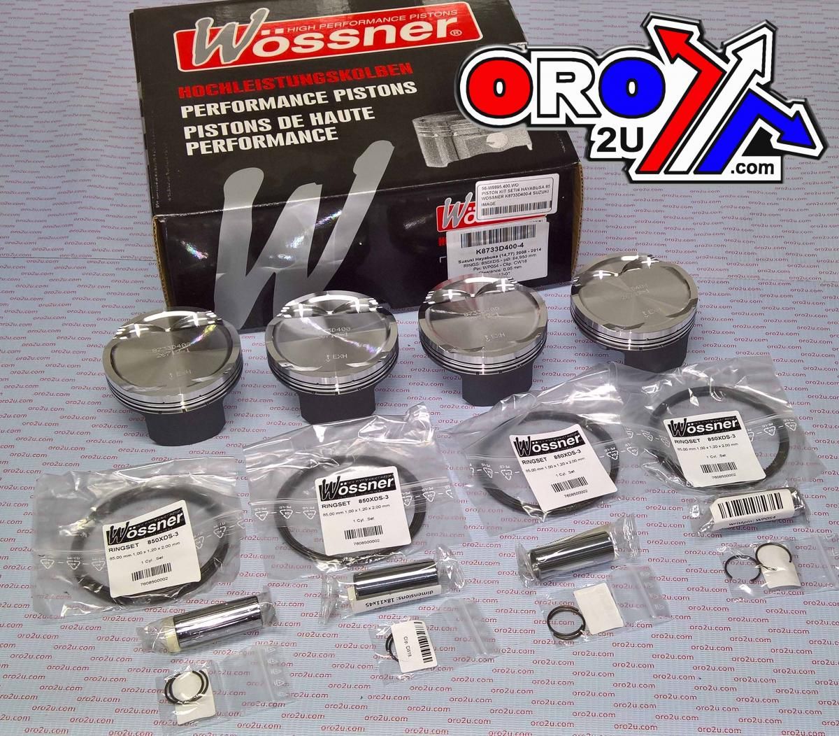 PISTON KIT SET/4 HAYABUSA 85, WOSSNER K8733D400-4 SUZUKI, 2008-2016 DISPL. 1474cc - Image 3