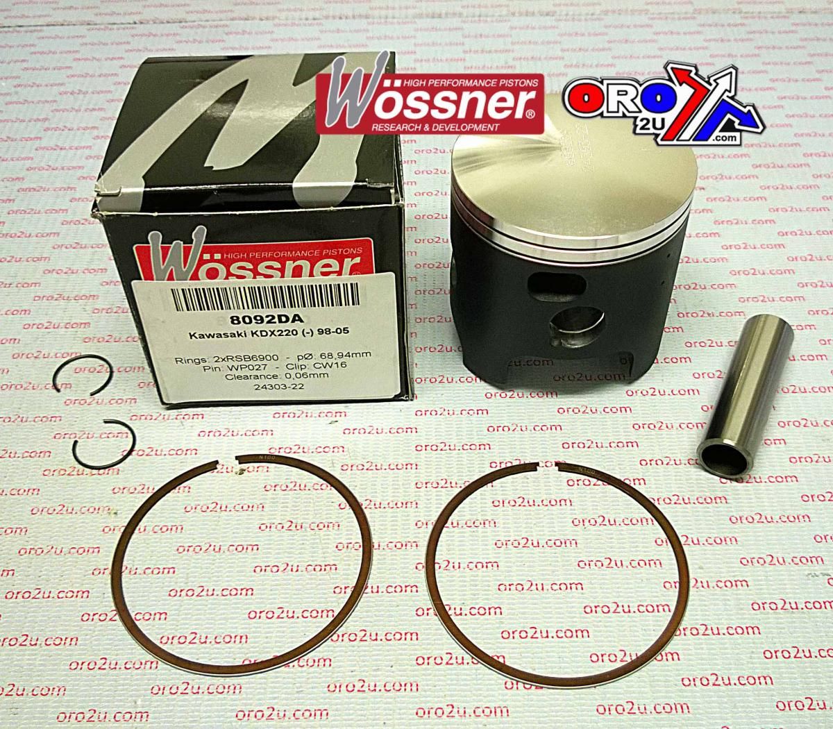 PISTON KIT 97-05 KDX220 69.00, WOSSNER 8092DA KAWASAKI 13001-0133 - Image 2