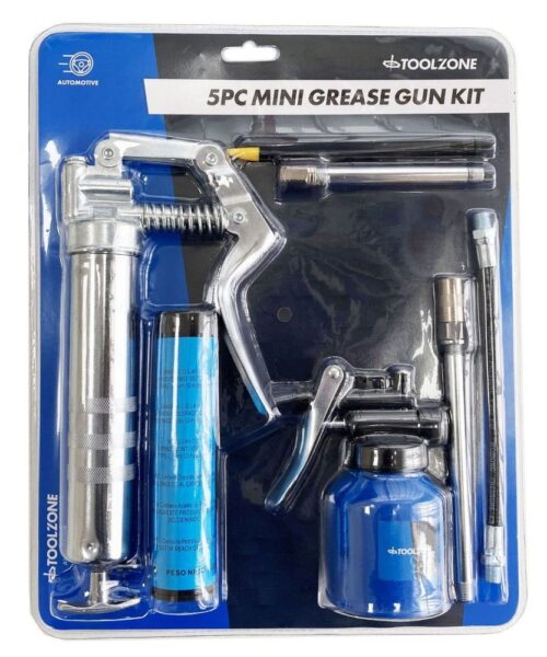 MINI GREASE GUN KIT 5pc PISTOL TYPE WITH FIXED AND FLEXIBLE NOZZLE – TOOLZONE KDPAU370