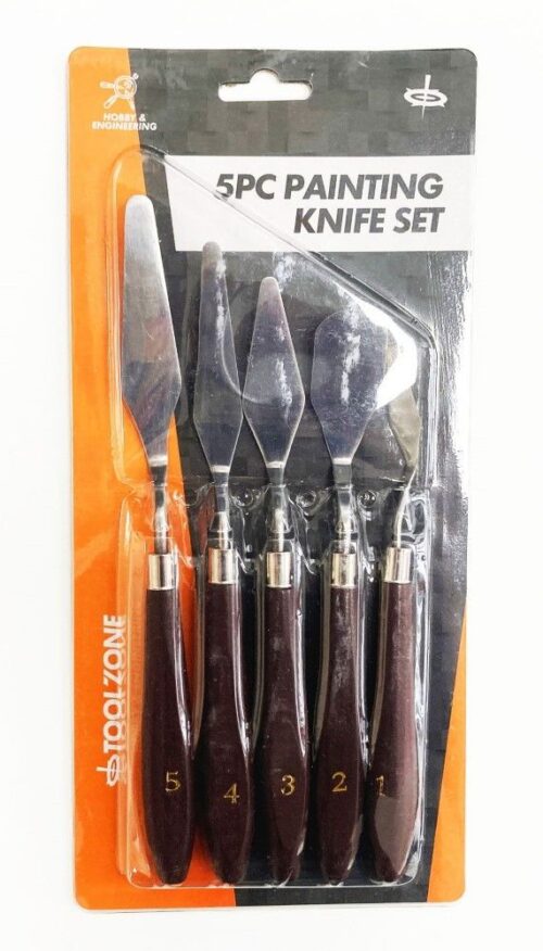 PAINTING KNIFE SET 5PC HIGH CARBON SPRING STEEL BLADES SIZES 1-5 – TOOLZONE KDPPK001