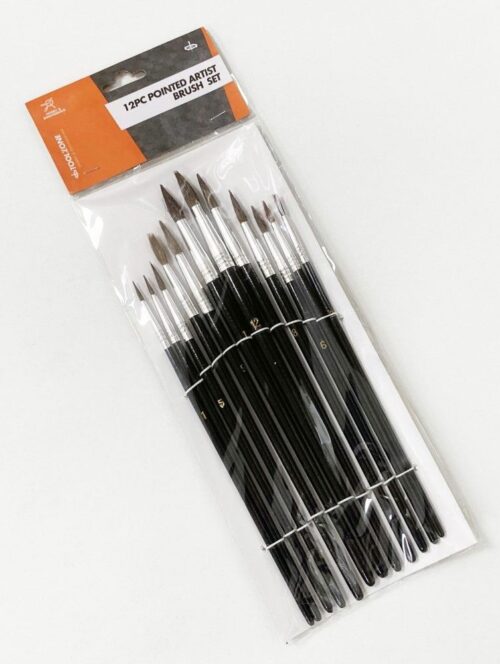 ARTIST BRUSHES 12PC POINTED SIZES 1-12 WOOD HANDLE – TOOLZONE KDPBR012