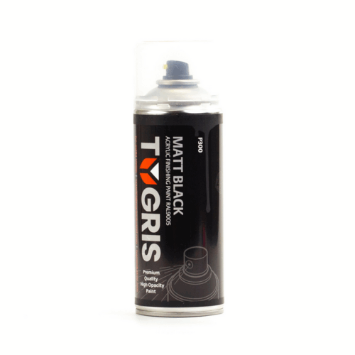 TYGRIS MATT BLACK AEROSOL SPRAY PAINT 400ML ACRYLIC RAL9005