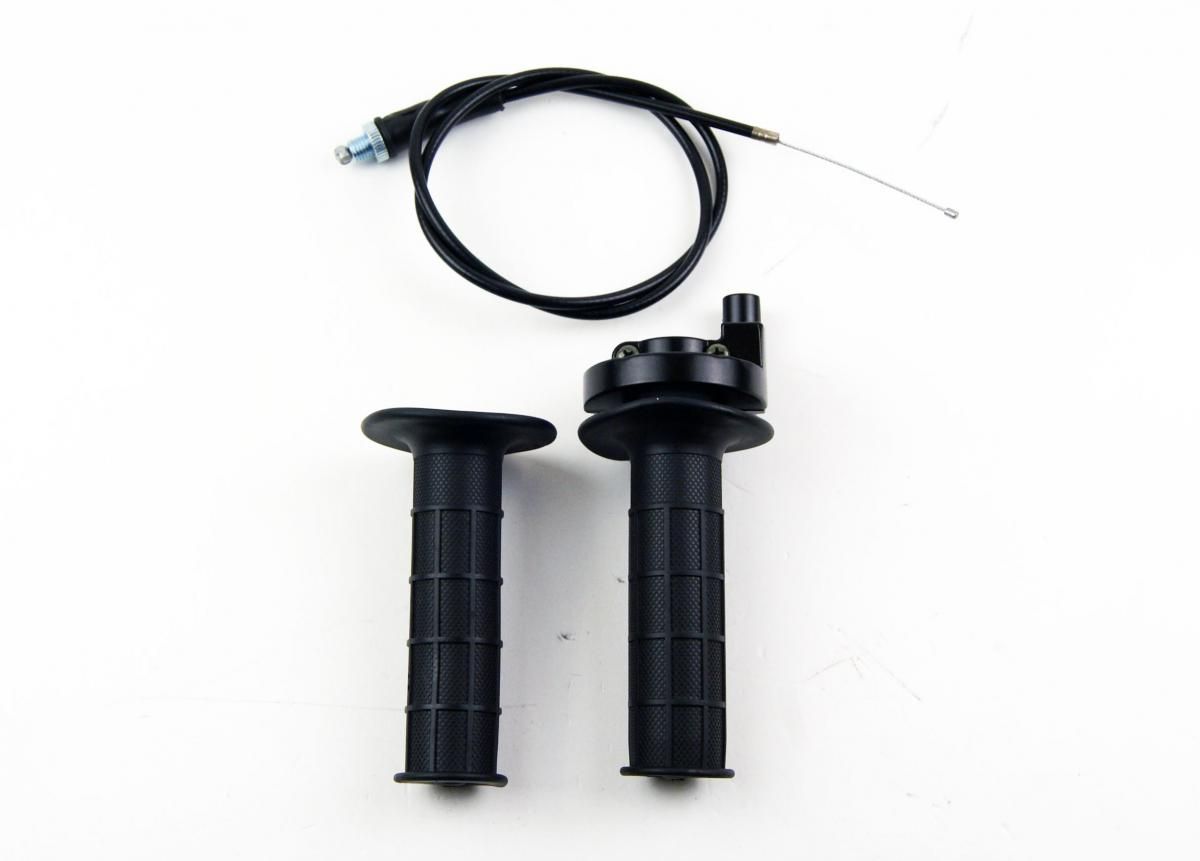THROTTLE TWISTGRIP ASSY GRIPS + CABLE., Throttle Clamp Racing Alloy - Image 4