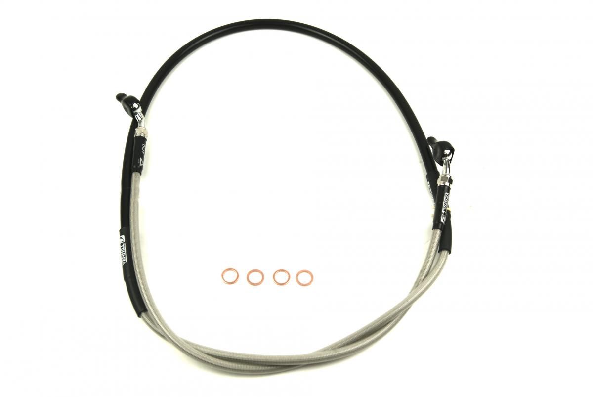 HOSE FRONT BRAKE SILVER / BLK, VENHILL H02-1-036/P-CL, 45125-MKE-A51, HONDA CRF 450 L/X