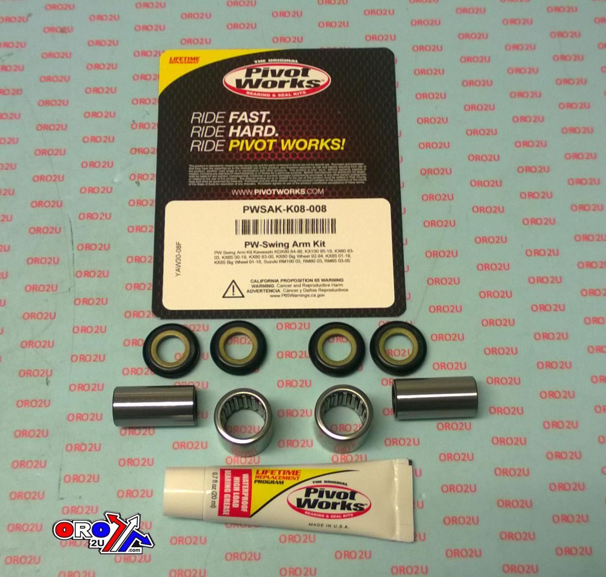 SWINGARM BEARING KIT KX65 85, PIVOT WORKS PWSAK-K08-008 KAW/SUZ 100, PWSAKK08008