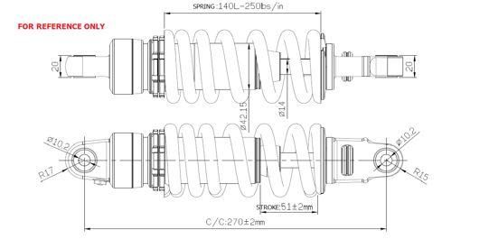 SHOCK REAR 270mm KXL110, MX-04363-1, SHOCK ABSORBER 270mm