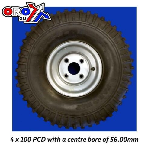 TRAILER TYRE & RIM 22x11x8, 56MM BORE / 100 PCD / ATV QUAD, SPLIT KIT 89-100