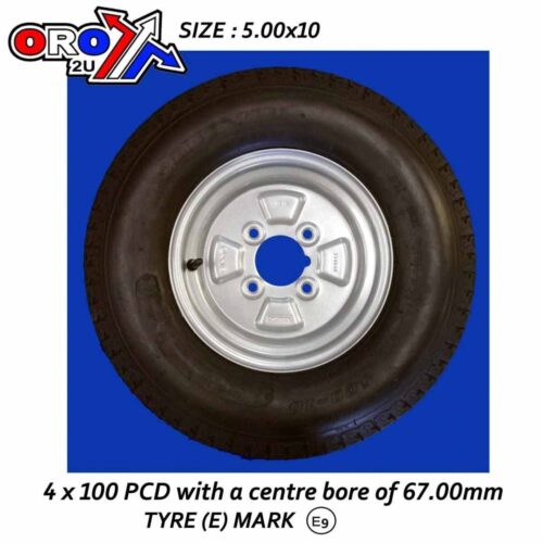 TRAILER TYRE 10×500+RIM, 67mm BORE / / EACH / WHEEL
