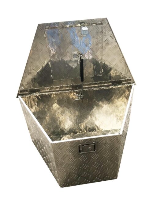 TRAILER STORAGE BOX 145L 865mmx365mmx560mm ALUMINIUM CHEQUER PLATE
