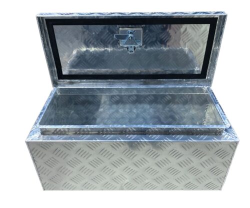 TRAILER STORAGE BOX 60L 675mx300mmx300mm ALUMINIUM CHEQUER PLATE