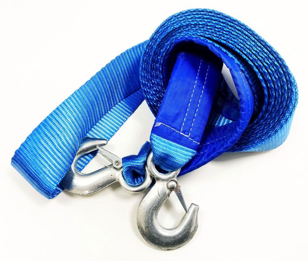 TOW STRAP 2" x 6m 3tonne WITH STEEL HOOKS - TOOLZONE KDPAU322