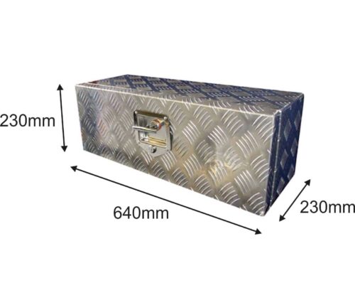 TRAILER STORAGE BOX 35L 640mx230mmx230mm ALUMINIUM CHEQUER PLATE