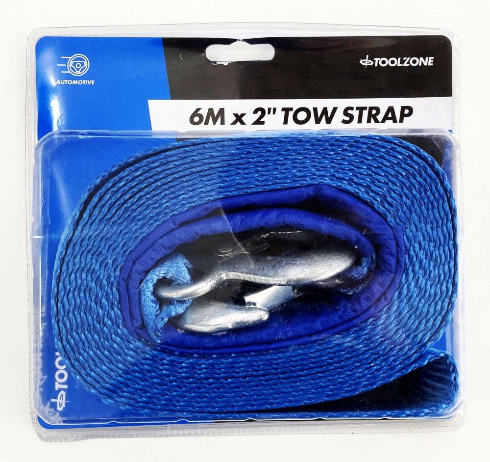 TOW STRAP 2" x 6m 3tonne WITH STEEL HOOKS - TOOLZONE KDPAU322 - Image 4