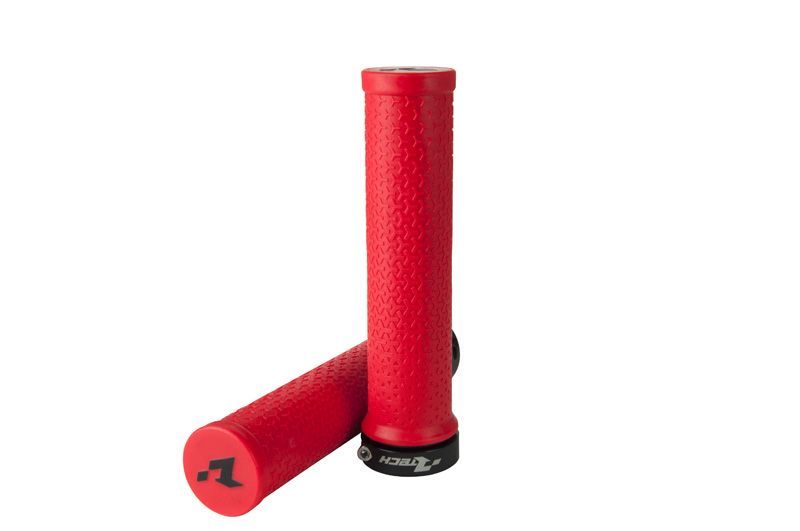 BIKE BICYCLE LOCK ON GRIPS - NEON RED - RTECH B-MPRBIKERF20 - Image 2