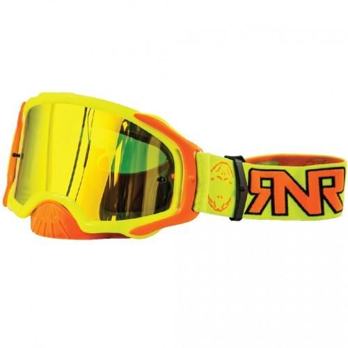 RNR PLATINUM TEAR OFF MIRRORED, YELLOW FLO GOGGLE, GAM68, TEAR OFF