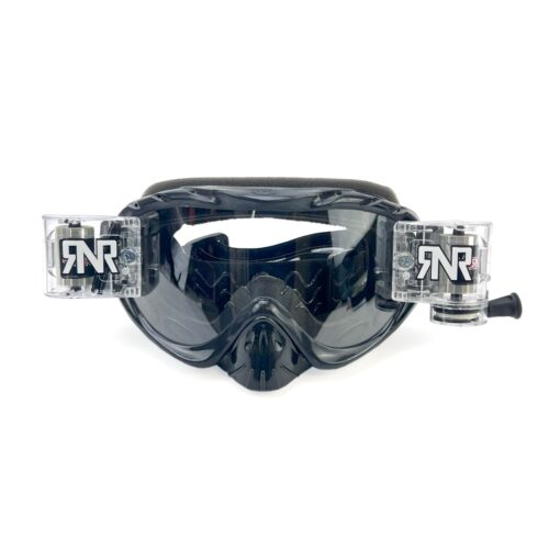 RNR HYBRID BLACK FULLY LOADED ROLL OFF, BLACK GOGGLE, GH23, ROLL & TEAR OFF