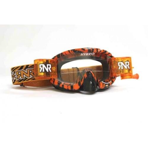RNR HYBRID WILD OR/BK FULLY LOADED ROLL OFF, WILD ORANGE & BLACK GOGGLE, GH366, ROLL & TEAR OFF