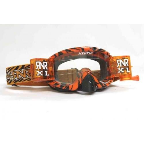 RNR HYBRID WILD OR/BK XL ROLL & TEAR OFF, WILD ORANGE & BLACK GOGGLE, 36MM ROLL OFF, GH366XL, ROLL & TEAR OFF