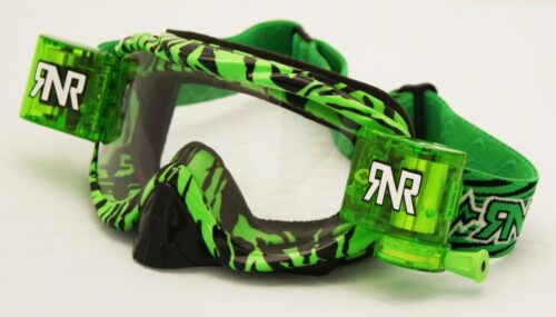 RNR HYBRID WILD GN/BK FULLY LOADED ROLL OFF, WILD GREEN & BLACK GOGGLE, GH367, ROLL & TEAR OFF