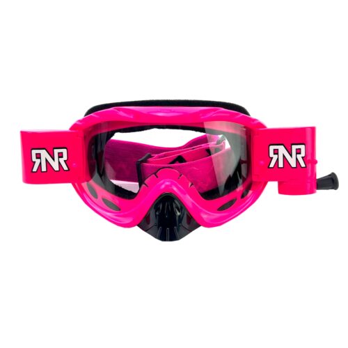 RNR HYBRID NEON PINK FULLY LOADED ROLL OFF, NEON PINK GOGGLE, GH69, ROLL & TEAR OFF