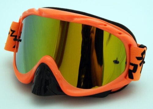 RNR HYBRID NEON ORANGE TEAR OFF, NEON ORANGE GOGGLE, MIRRORED LENS, GH66M, TEAR OFF