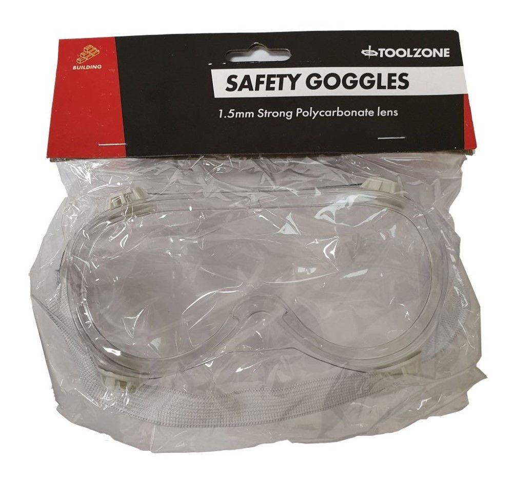 SAFETY GOGGLE CLEAR LENS 1.5mm FOUR AIR VENTS - TOOLZONE KDPSF010 - Image 3