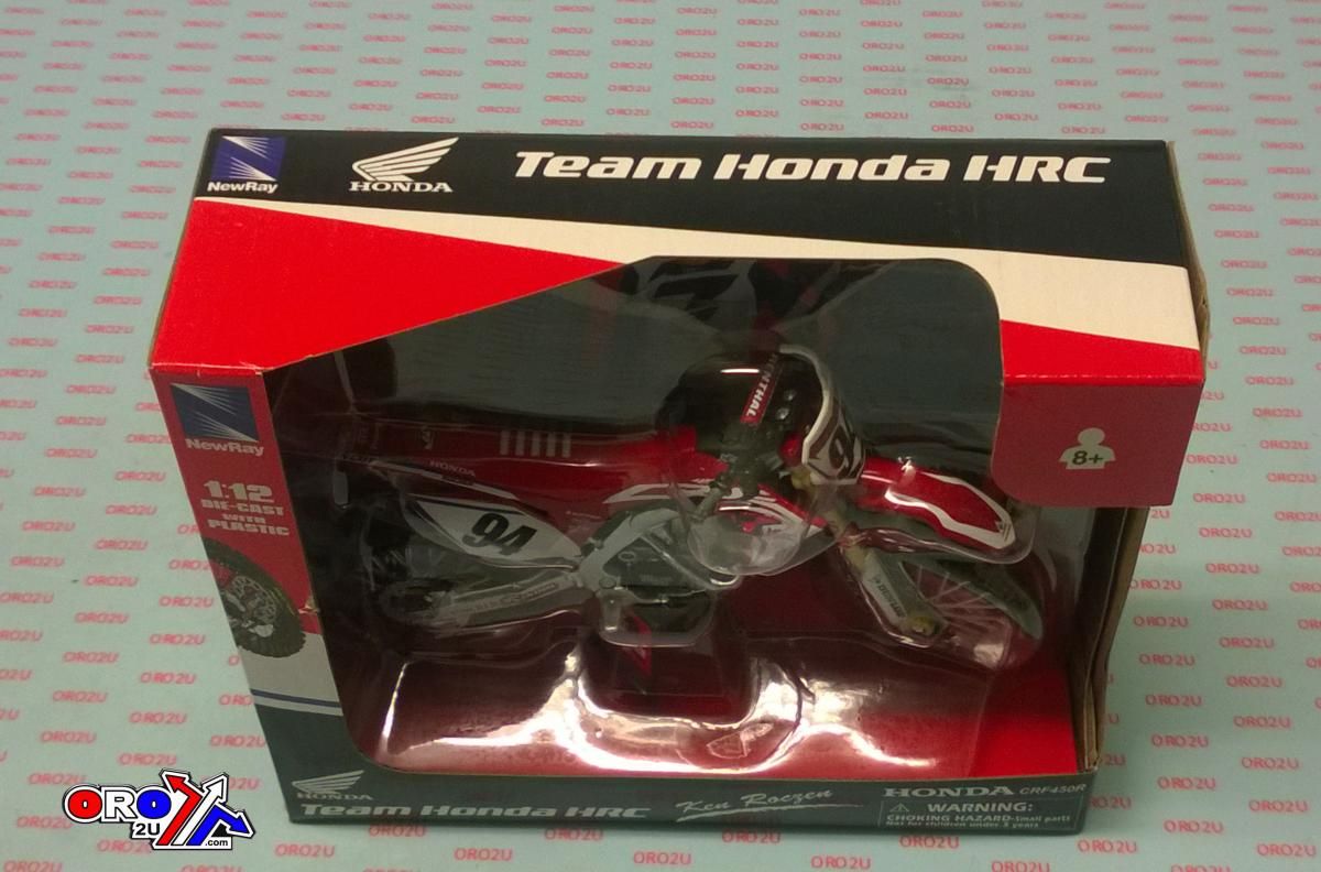 MODEL DIE CAST HONDA HRC TEAM, CRF 450 R KEN ROCZEN #94, SCALE 1:12, NEWRAY 58263 - Image 3