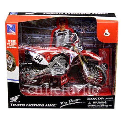 MODEL DIE CAST HONDA HRC TEAM, CRF 450 R KEN ROCZEN #94, SCALE 1:12, NEWRAY 58263 - Image 5
