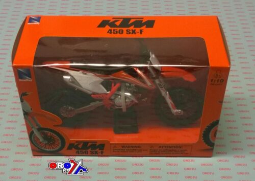 MODEL DIE CAST KTM 450 SX-F, ORANGE AND WHITE, 1:10 SCALE, NEW RAY 57943