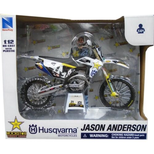 MODEL DIE CAST HUSQVARNA RACE TEAM, FC 450 JASON ANDERSON 2020 #21 SCALE 1:12, NEWRAY 58233