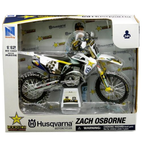 MODEL DIE CAST HUSQVARNA RACE TEAM, FC 450 ZACH OSBORNE 2020 #16 SCALE 1:12, NEWRAY 58243