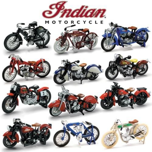 MODEL DIE CAST INDIAN ASSORTMENT, 12 BIKE STYLES, 24 PIECES, SCALE 1:32, NEWRAY 06067