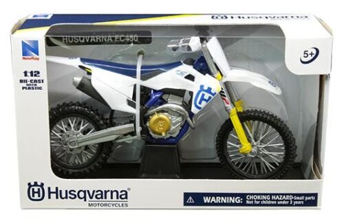 MODEL DIE CAST HUSQVARNA FC 450, WHITE / BLUE, SCALE 1:12, NEWRAY 58153