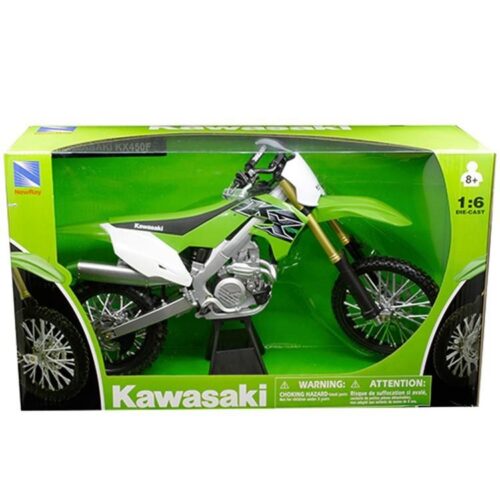 MODEL DIE CAST KAWASAKI KX 450 F, 2019 GREEN AND BLACK, SCALE 1:6, NEWRAY 49653
