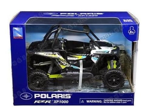MODEL DIE CAST POLARIS RZR XP1000, BLACK, WHITE & GREEN, SCALE 1:18, NEWRAY 57593C