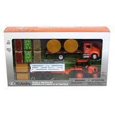 MODEL DIE CAST KUBOTA M5-111 FARM, & TRACTOR SET, ORANGE, SCALE 1:32, NEWRAY SS-15815A