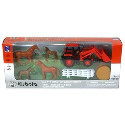 MODEL DIE CAST KUBOTA FARM TRACTOR, WITH LOADER AND HORSE SET, SCALE 1:32, NEWRAY SS-15835A - Image 2