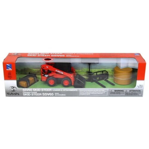 MODEL KUBOTA SSV65 SKID LOADER & PARTS, B/O LIGHT & SOUND (TRY ME), SCALE 1:18, NEWRAY SS-33133D
